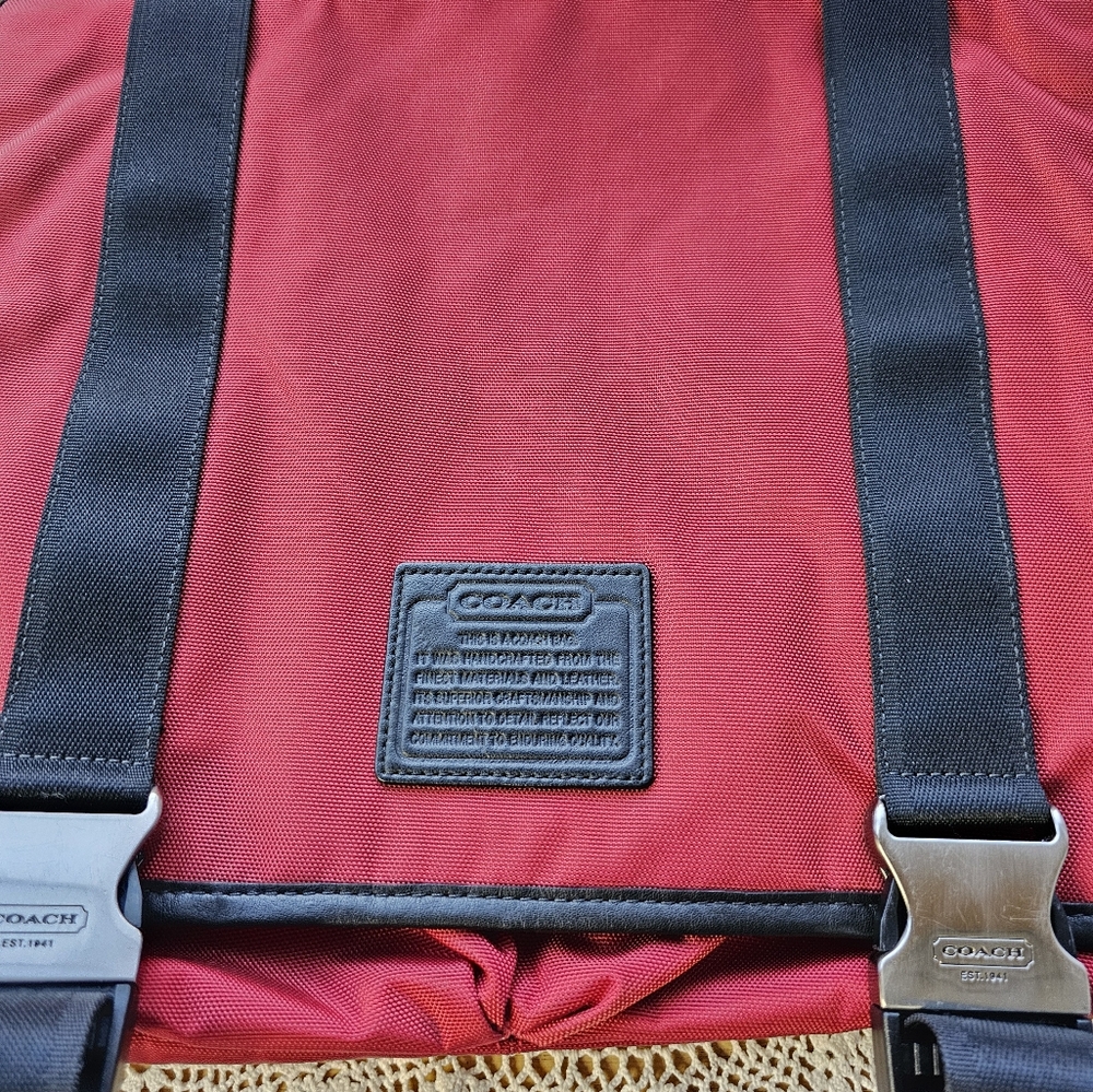 Mens/Women's Coach Messenger Bag, BURNT RED COLOR NYLON, Not Bright Red - Picture 3 of 16